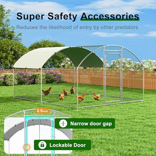 Chicken Coop Poultry Cage Large Metal Hen Run with Water-Resident Cover for Rabbit Duck House Outdoor Walk-in Chicken Pen for Yard