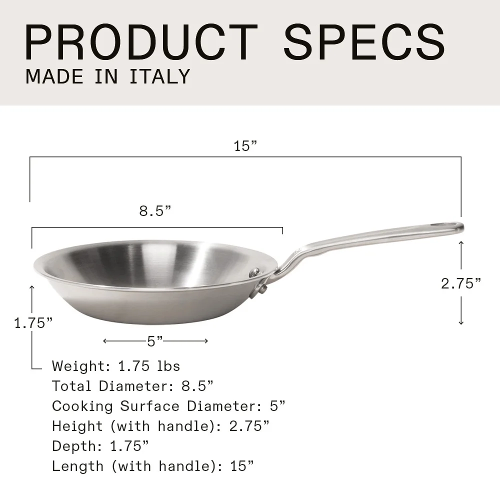 Made In Cookware - 8-inch Stainless Steel Frying Pan - 5 Ply Stainless Clad