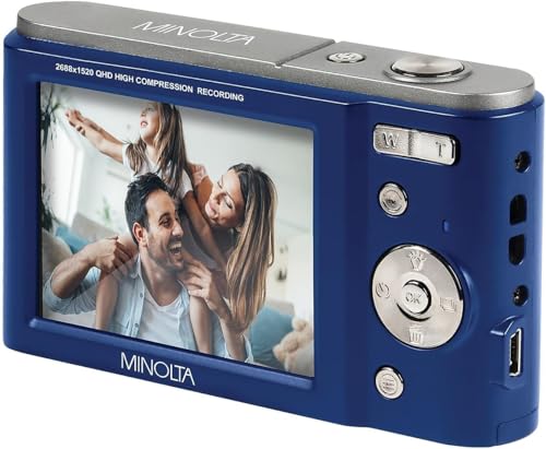 Minolta MND20 44MP Digital Camera &ndash; 2.7K Ultra HD Video, 16X Digital Zoom, Anti-Shake Stabilization, Time Lapse, Face Detection