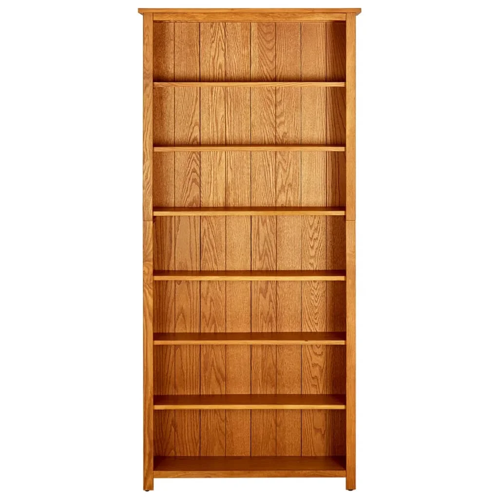 7-Tier Bookcase 35.4"x8.9"x78.7" Solid Oak Wood