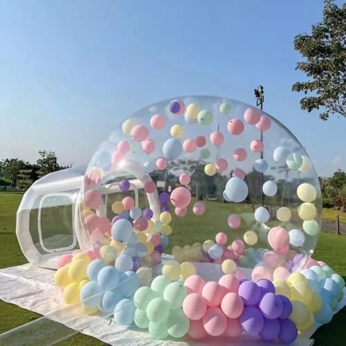 10FT Inflatable Bubble House Dome for Kids, Clear PVC Inflatable Bubble House Tent with Tunnel, Bubble Balloon House with 800W Air Blower
