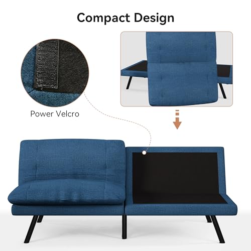 71" Convertible Futon Sofa,Faux Leather Futon Couch Bed,Sleeper Sofa Bed,Memory Foam Modern Folding Small Loveseat for Living Room,Office,Apartment