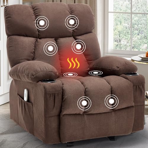 Recliner Chair with Massage and Heat, Rocker Recliner Chairs for Adults, Overstuffed Nursery Rocking Chairs for Living Room