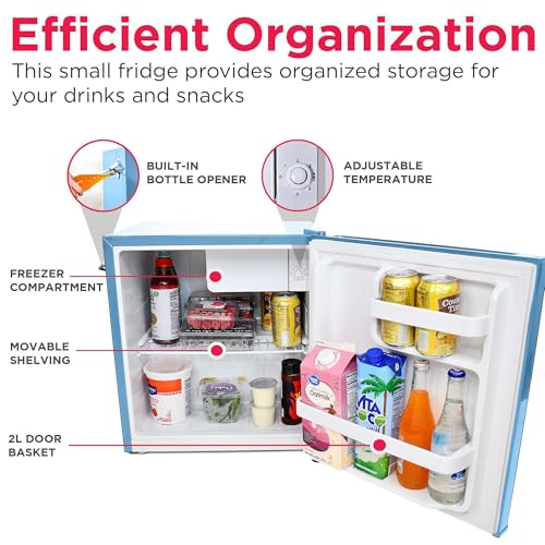 Frigidaire EFR176 Retro Compact Fridge with Chiller Mini Refrigerator with Built-in Bottle Opener for Office, Bedroom, Dorm Room or Cabin