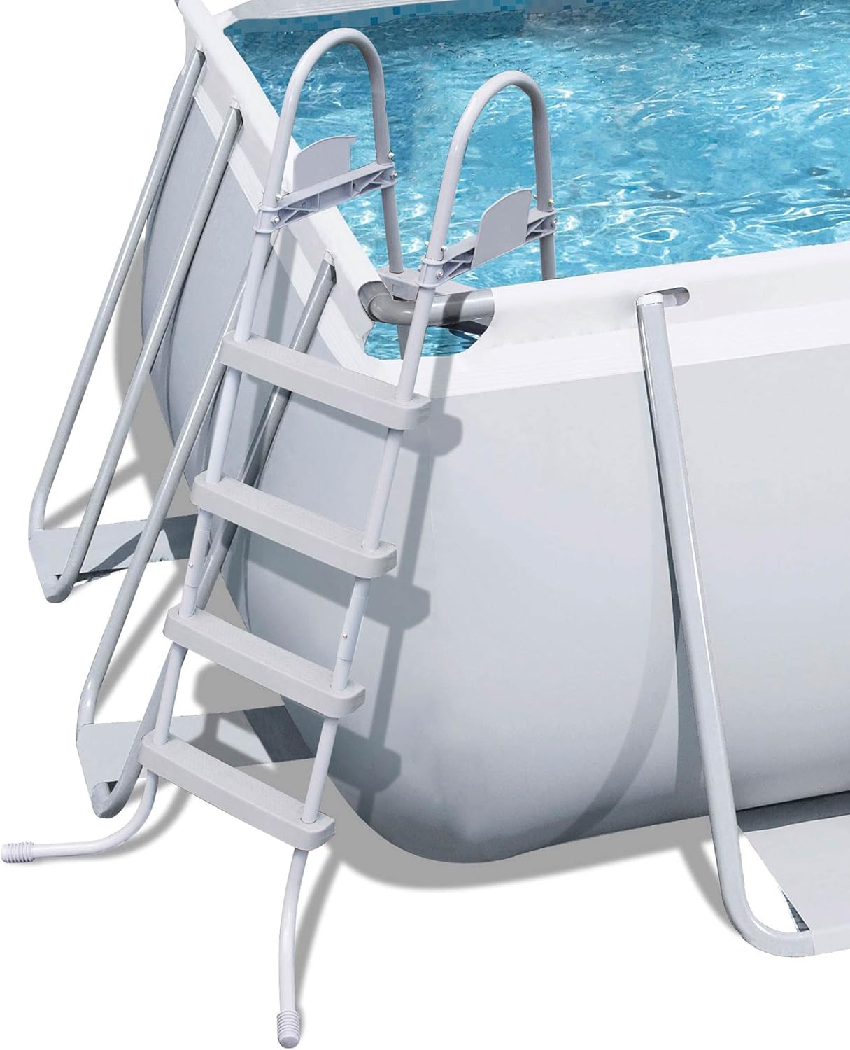 Bestway 56711E Power Steel 18' x 9' x 48 Outdoor Oval Frame Above Ground Swimming Pool Set with 1500 GPH Cartridge Filter Pump, Cover, & Ladder, Gray