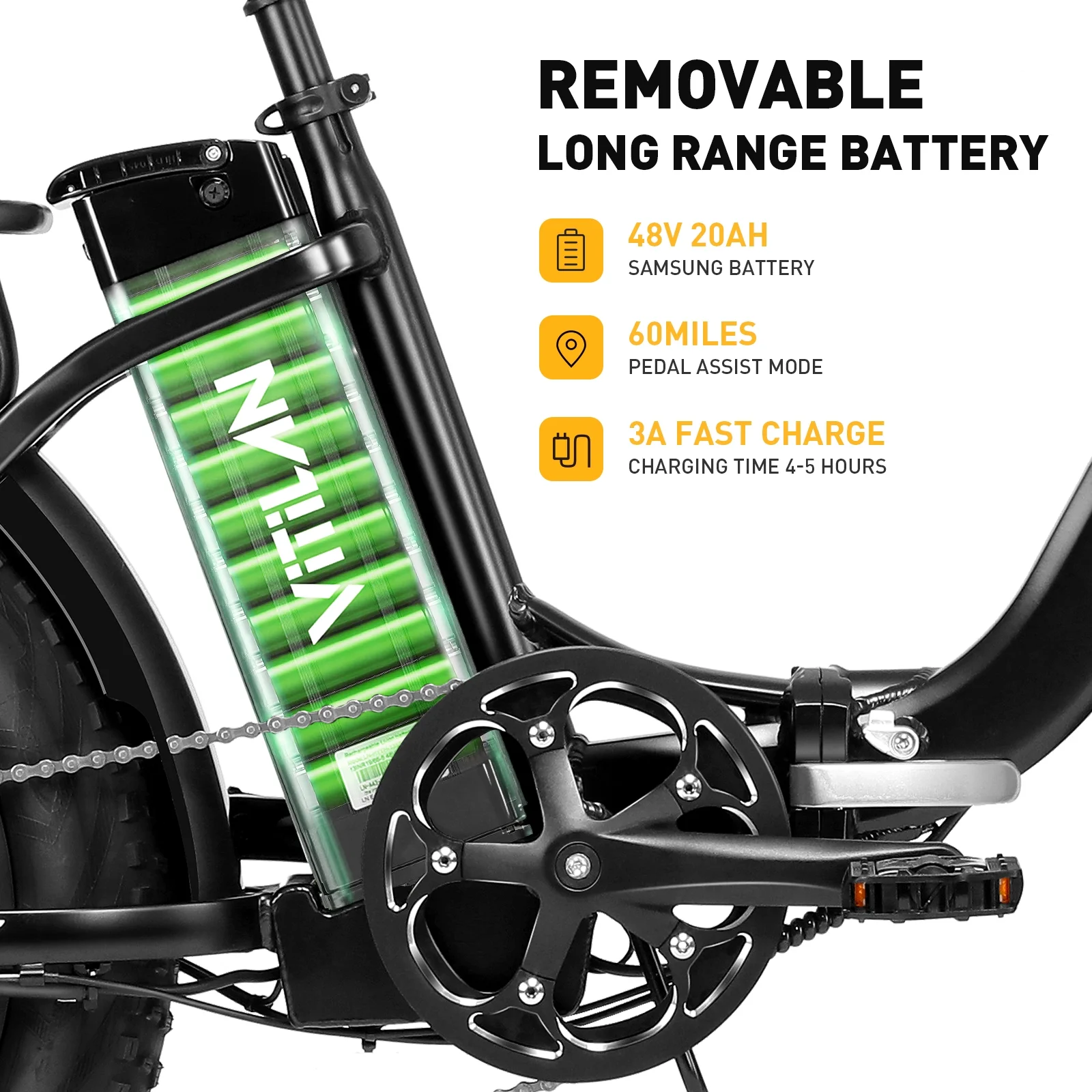 VITILAN U7 2.0 Electric Bike for Adults 750W Motor 20" x 4.0" Fat Tire Folding Step-Thru Electric Bicycle, 48V 20AH Removable Sam-sung Battery