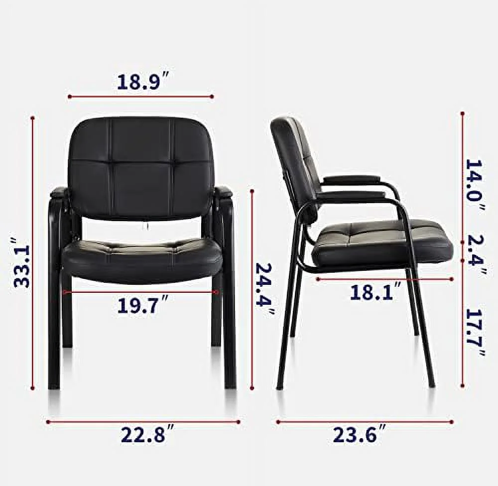Office Reception Guest Chair with Bonded Leather Padded Arm Rest JOMA Guest Chair for Waiting Room Conference Desk Black 4 Pack