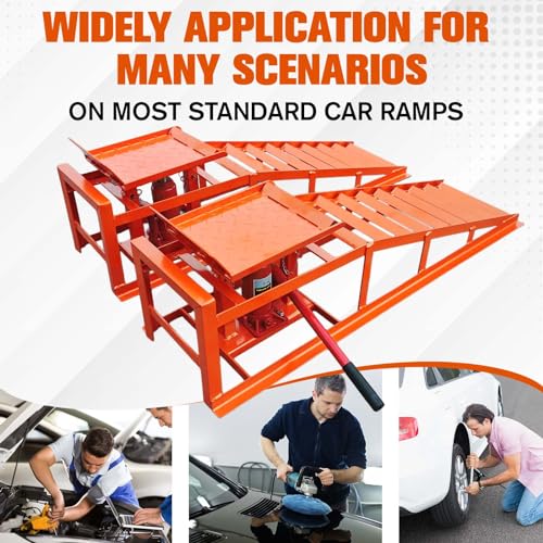 2PCS Hydraulic Car and Truck Service Ramps,11023 Lbs (5 Tons) Capacity, Portable Lifts Ramps for Oil Changes, Adjustable Lift Height 9.8" to 16.21"