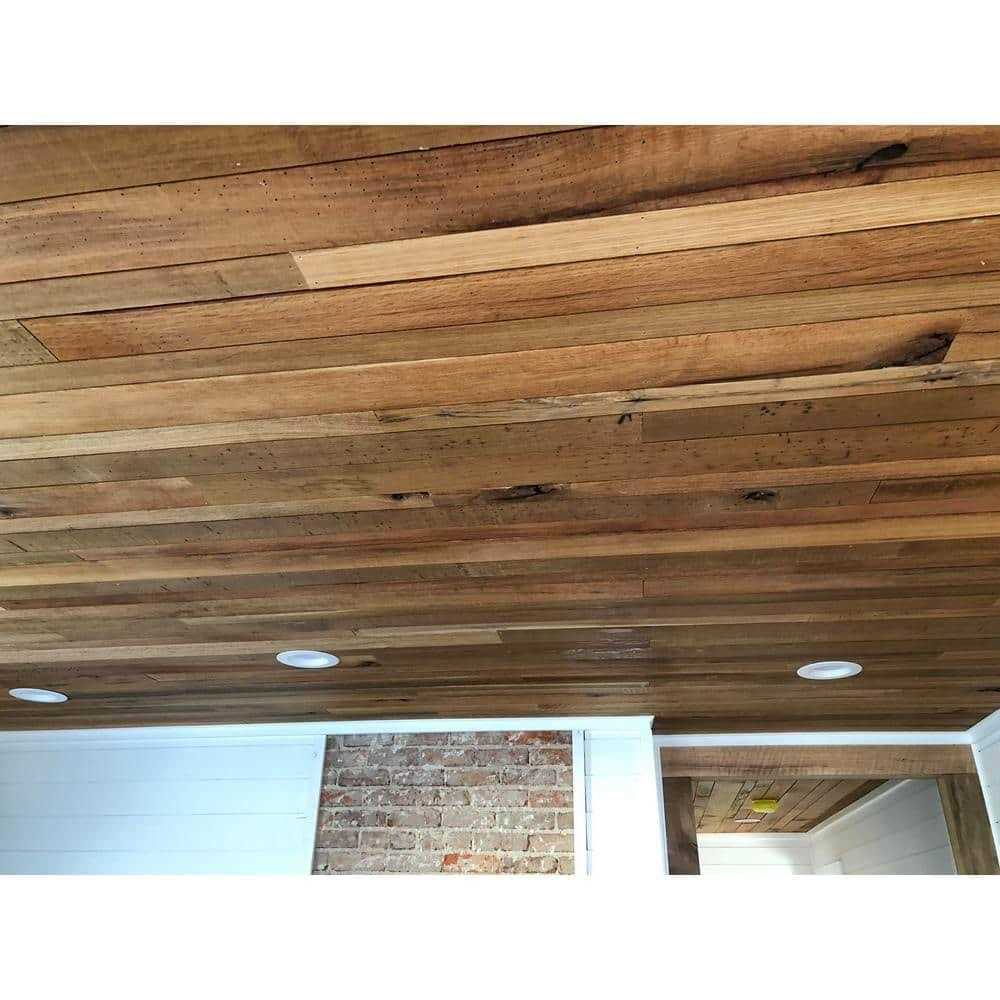 Vintage Timber 3/8 in T. x 4 ft. Random Width 3 in. 5 in. W., 10.59 sq. ft. quartersawn Oak Barnwood Ceiling and Wall Planks