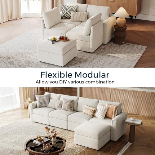 LINSY HOME Modular Sectional Sofa, Convertible U Shaped Sofa Couch with Storage, Memory Foam, Modular Sectionals with Ottomans