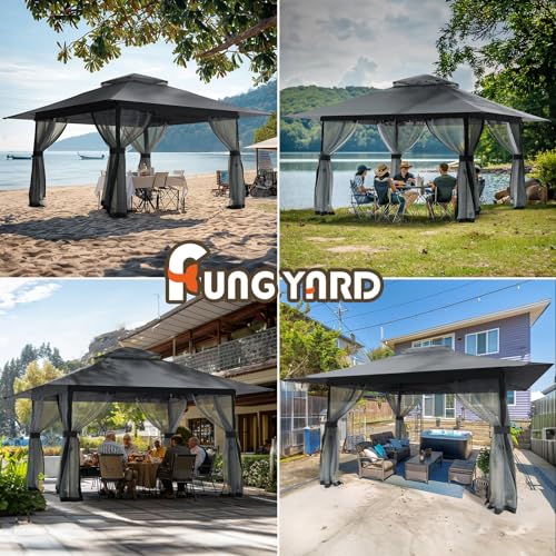 Outdoor Pop Up Gazebo 10x10 - Instant Canopy Tent with Mosquito Nettings