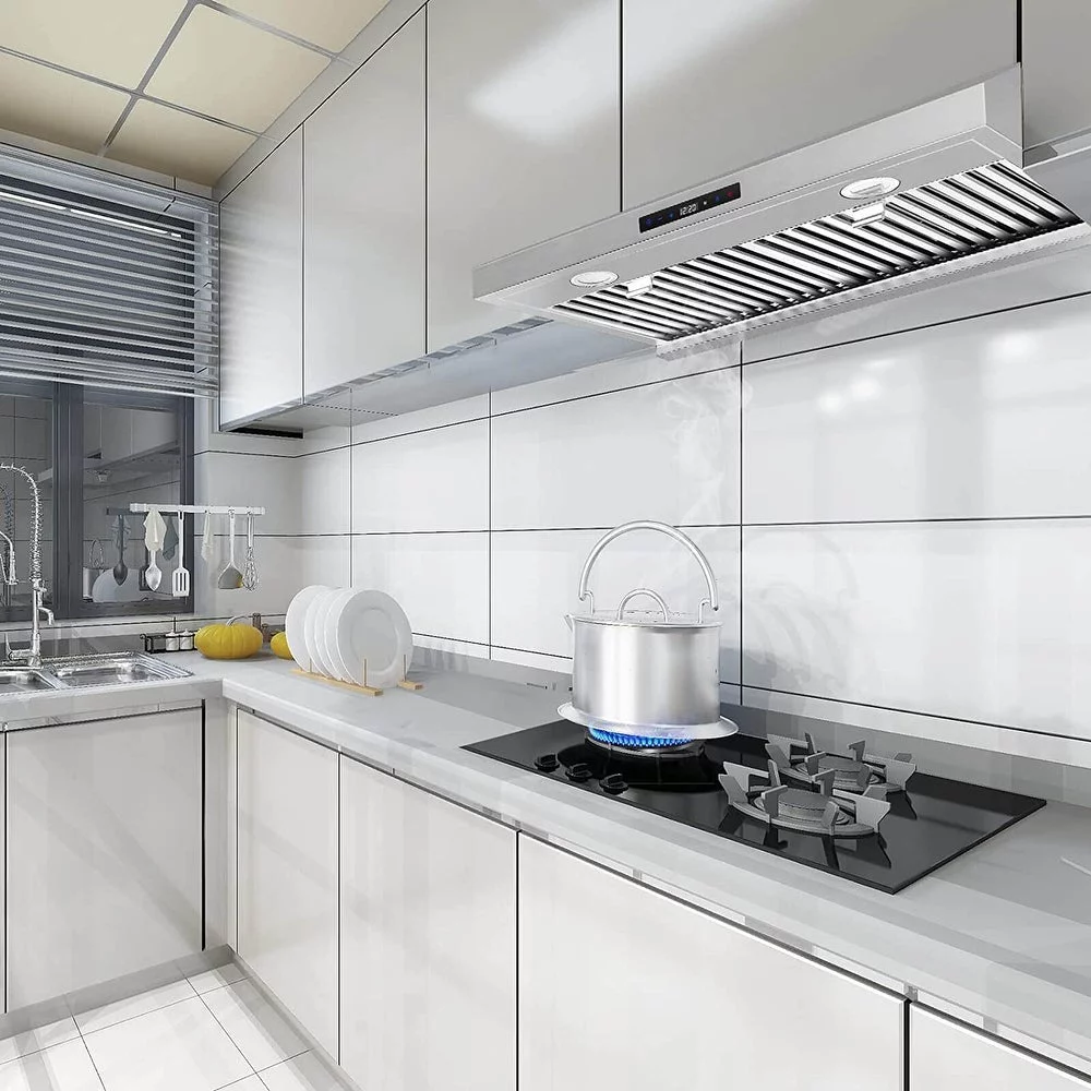 Under Cabinet Range Hood 30 inch with Dual Motors Stainless Steel Kitchen Hood 600 CFM Stove Filters