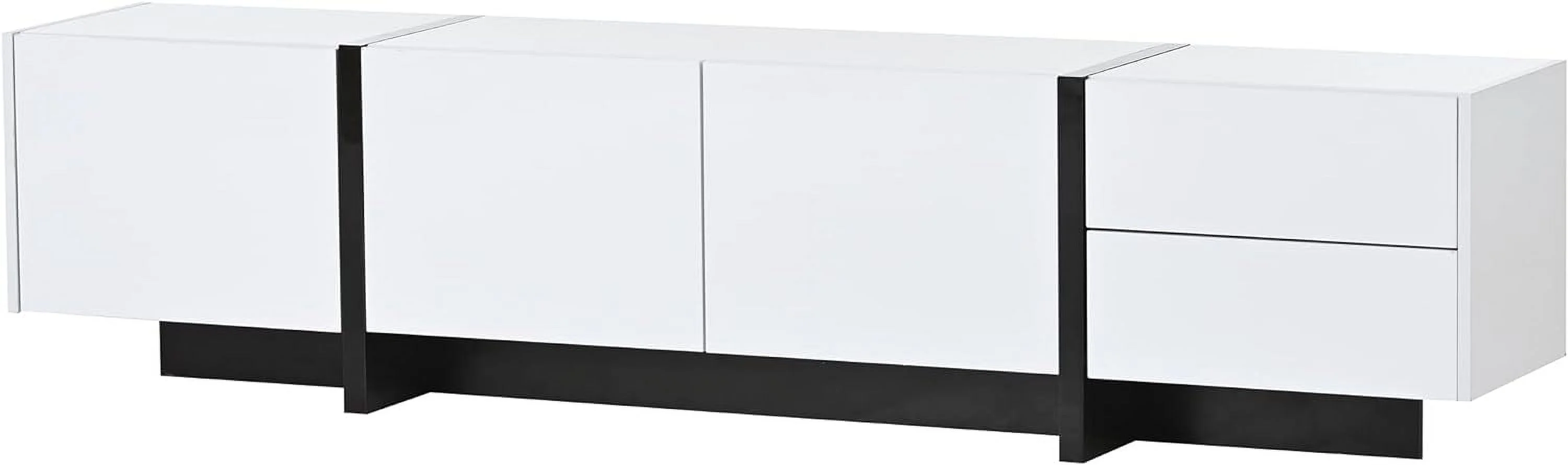 White Black Contemporary Rectangle Design TV Stand, Unique TV Console Table For Tvs Up To