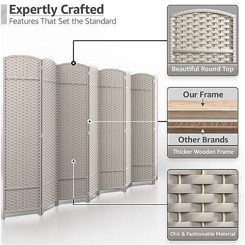 Sorbus 8-Panel Black Room Divider with Double Hinged Panels, 6 ft Tall Folding Privacy Screen