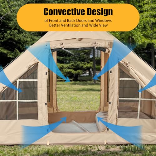 Inflatable Camping Tents with Hand Pump, Air Glamping Tents, Easy Setup Waterproof and Windproof Blow up Tent