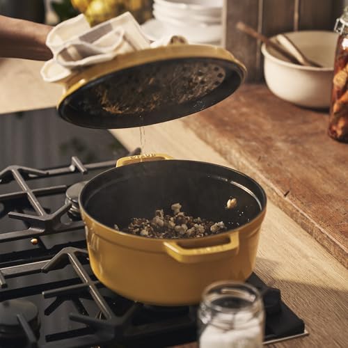 STAUB Cast Iron Dutch Oven 5.5-qt Round Cocotte, Made in France, Serves 5-6, Black Matte