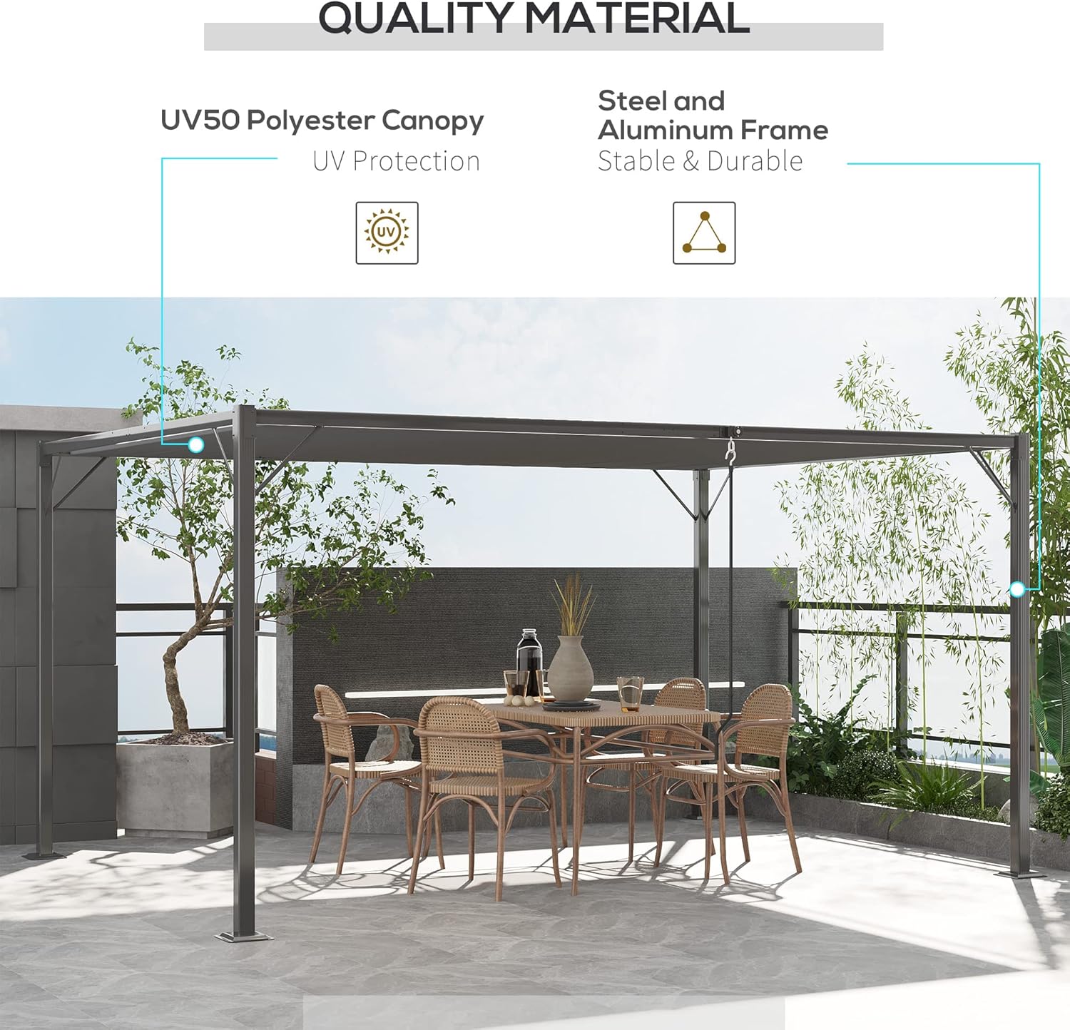 Outsunny 10' x 10' Outdoor Louvered Pergola Patio Aluminum Gazebo Canopy with Adjustable Roof Sun Shade for Party, Lawn, Garden, Grey