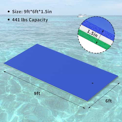 Oversized Lily Pad Floating Mat, 3 Layer 7'/9'/12'/18' Floating Water Mat,Ocean, Beach, River, Pool, Floating Mat for Water Recreation and Relaxing