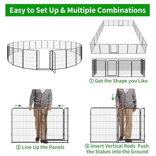 Dog Playpen Outdoor Extra Wide 12 Panels Heavy Duty Anti-Rust Coating-Strengthened Dog Fence 40" Height with Doors Portable for RV Camping Yard
