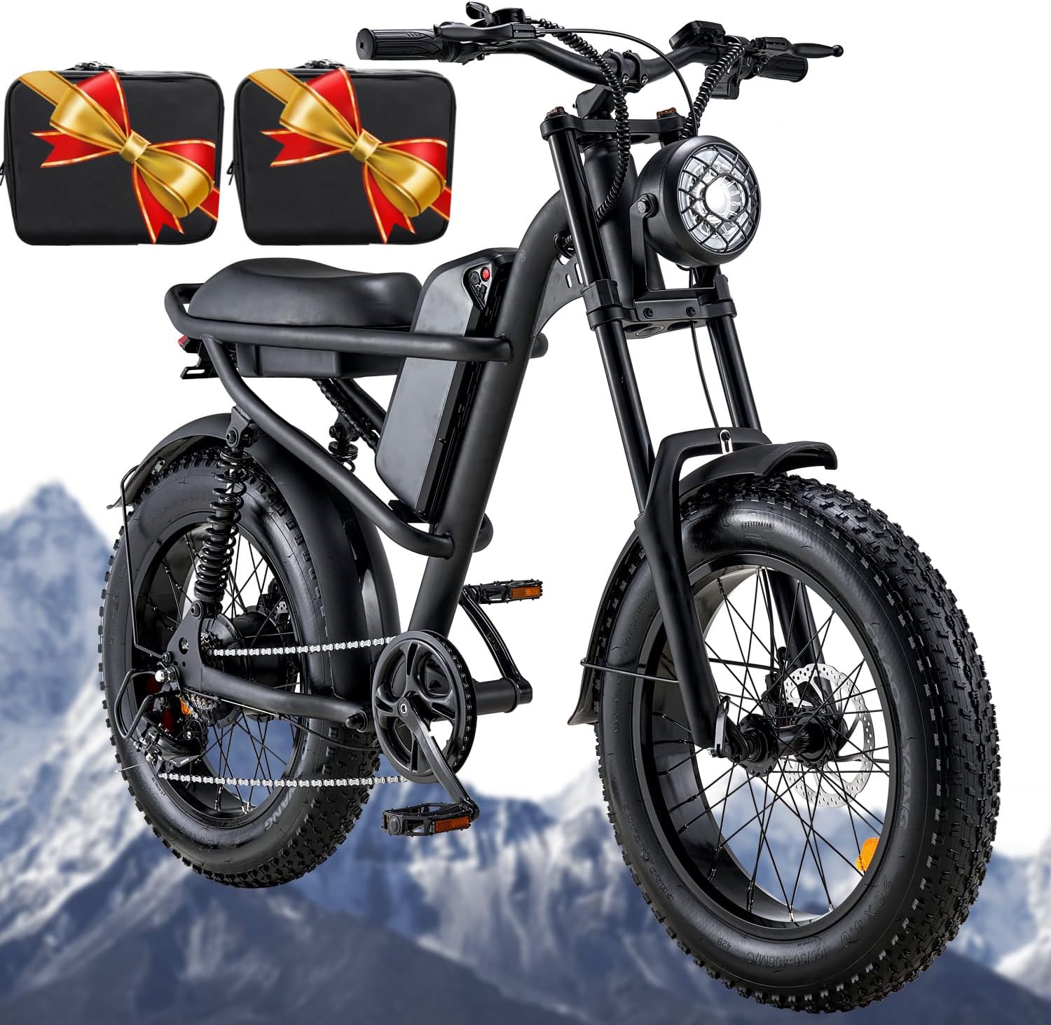 Riding'times Retro Ebike for Adults, 1500W Electric Bike Up to 28MPH & 75Miles, 20 Inch Fat Tire & 6 Layer Full Suspension, 15.6AH Removable Battery