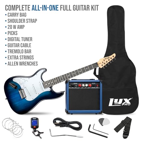 LyxPro Electric Guitar 39" inch Complete Beginner Starter kit Full Size with 20w Amp, Package Includes All Accessories, Digital Tuner, Strings, Picks