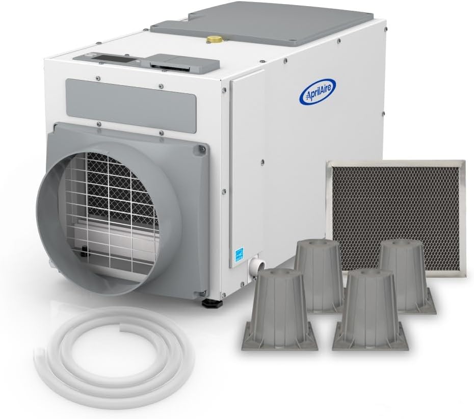 AprilAire E100 Pro Dehumidifer Bundle - 100 Pint Whole Home Dehumidifier - Includes Full Complete Kit - Crawl Spaces, Basements, Whole Homes