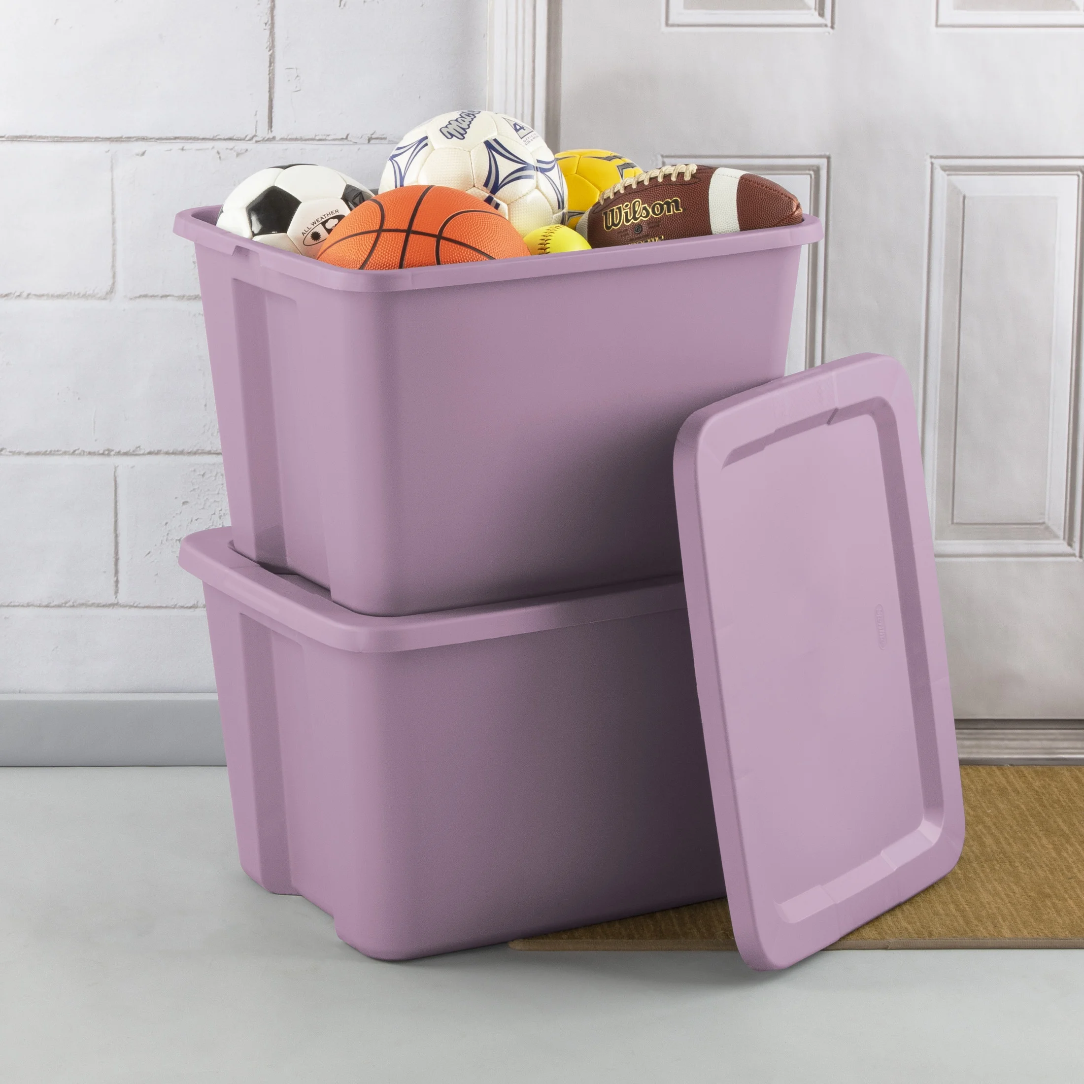 Sterilite 18 Gallon Tote Box Plastic, Gray, Set of 8