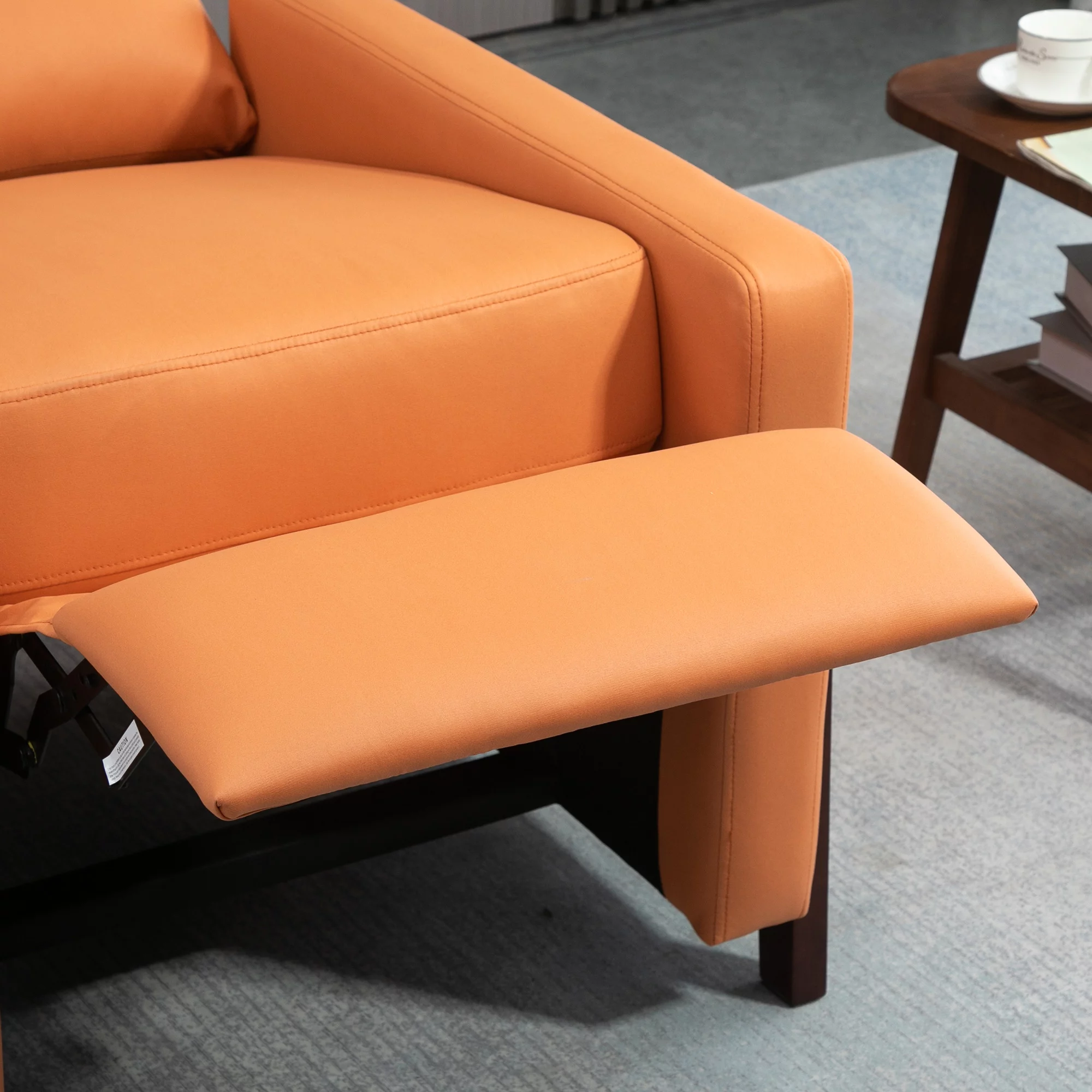 HOMCOM Manual Recliner Chair for Living Room Bedroom, Reclining Sofa Armchair with Footrest, Orange