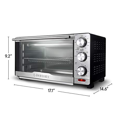 Gourmia Toaster Oven Air Fryer Combo 17 cooking presets 1700W french door digital air fryer oven 24L capacity accessories, convection rack