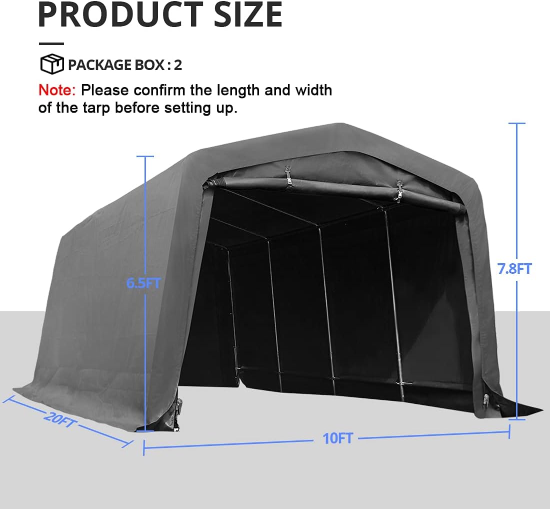 KING BIRD 13' x 20' x 12' Heavy Duty Anti-Snow Carport for SUV, Full-Size Truck and Boat, Outdoor Car Canopy Boat Shelter with Reinforced Ground Bars
