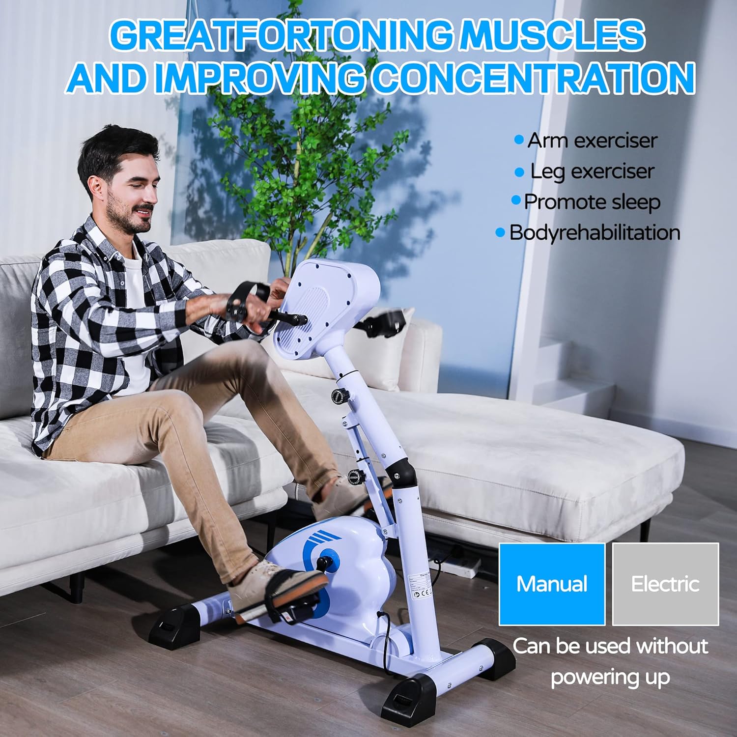 PS Physical Therapy Rehab exercise Bike Trainer, Arm Leg Health Recovery Passive Assist Motorized Pedal Exerciser for seniors