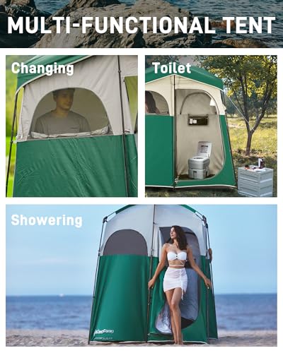 KingCamp Shower Tent, Portable Privacy Tent Outdoor Camping 1/2 Room Toilet Tents with Shower Bag & Dressing Room for Travel Beach Tailgate