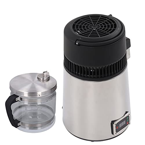4L Water Distiller, 4L SUS304 Water Distiller, 750W Distilled Water Device, Stainless Steel Water Distiller with Double Button, Filter Cartridges