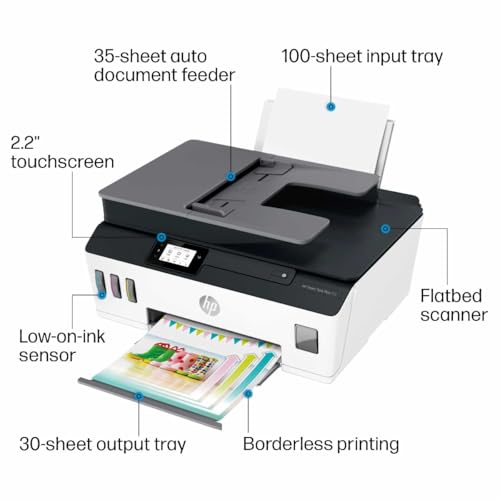 HP Smart -Tank Plus 651 Wireless All-in-One Ink -Tank Printer, up to 2 Years of Ink in Bottles, Auto Document Feeder, Mobile Print, Scan, Copy