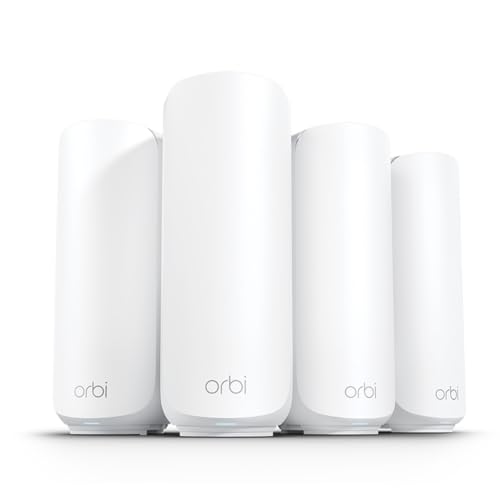 NETGEAR Orbi 370 Series Dual-Band WiFi 7 Mesh Network System for Home (RBE373) &ndash; Wireless Router + 2 Extenders, Security Features, 5 Gbps