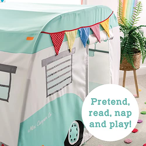 MindWare Camper Playhouse – Pretend, Indoor Fort for Kids – 43 x 55 x 36 inch Play Set Made of Cotton Canvas – Easy Assembly & Simple to Clean