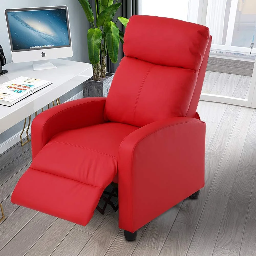 Recliner Chair, Padded Wide Seat Sofa PU Leather Massage Reclining Chair With Footrest & Backrest