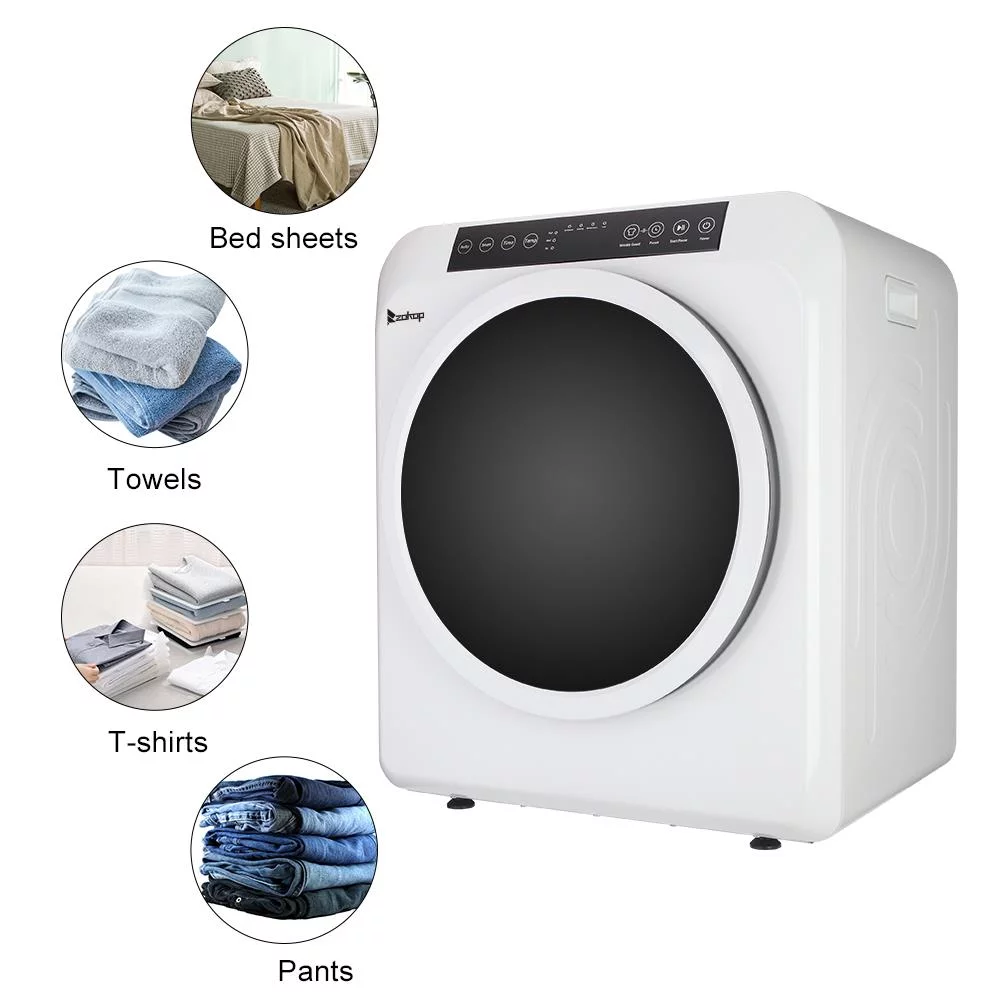 ZOKOP Compact Electric Clothes Dryer 13lbs Capacity Stainless Steel Dryer, White