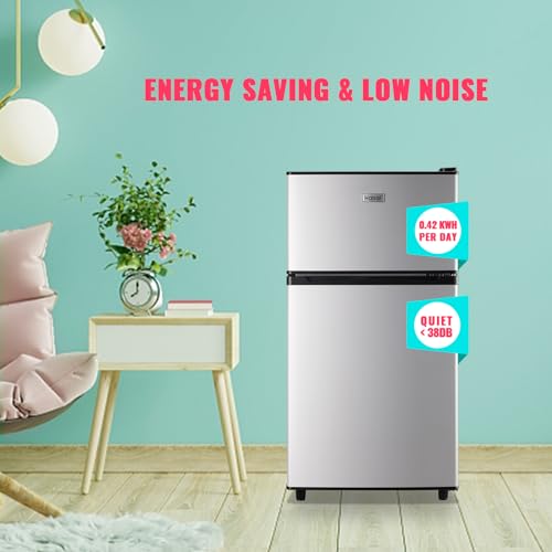 WANAI Small Refrigerator with Freezer 3.5 Cu.Ft Mini Fridge with Freezer