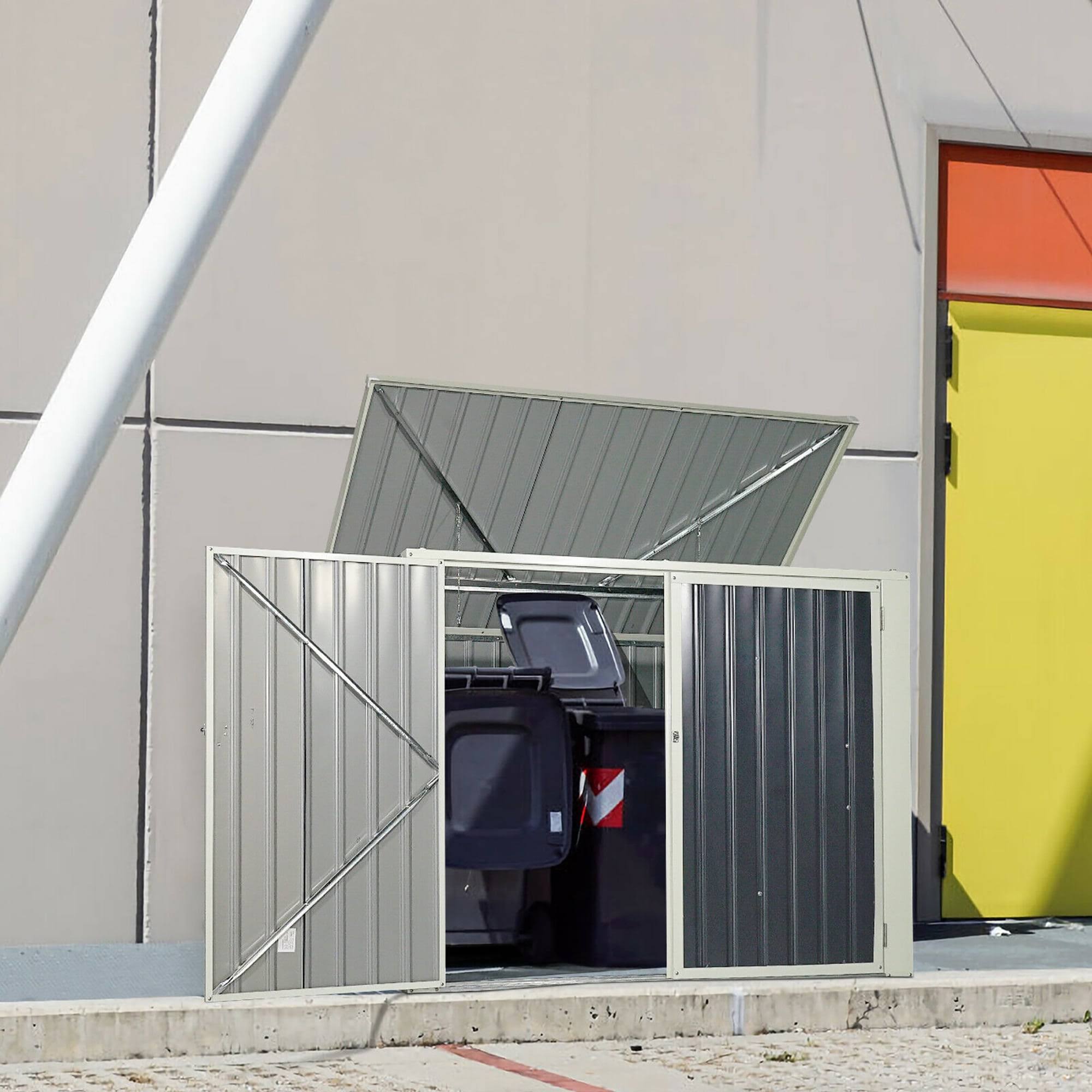 Costway 6x3ft Horizontal Storage Shed 68 Cubic Feet for Garbage Cans - Grey