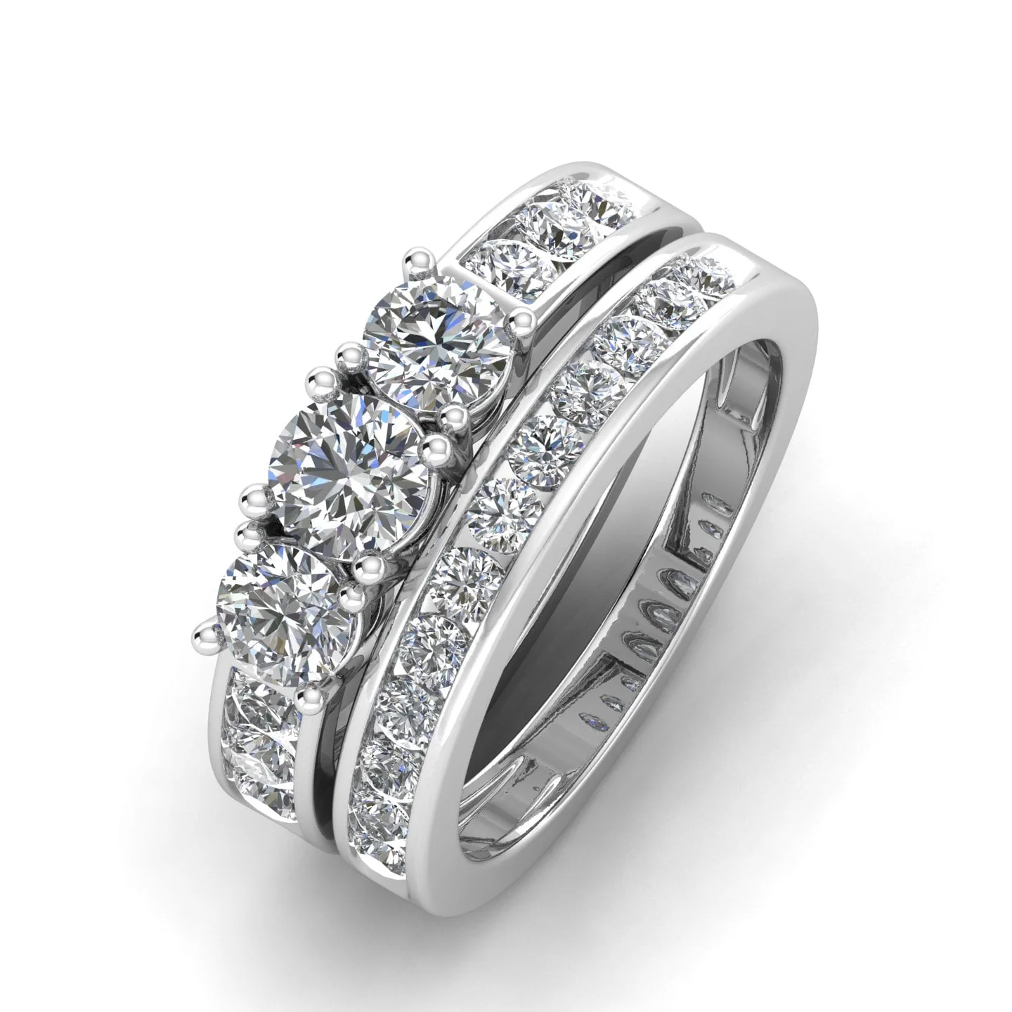 1.50Ct Round Cut Lab Grown Diamond VVS1/G-H 10k White Gold 3 Stone Ring Fine Jewelry for Women Gifts