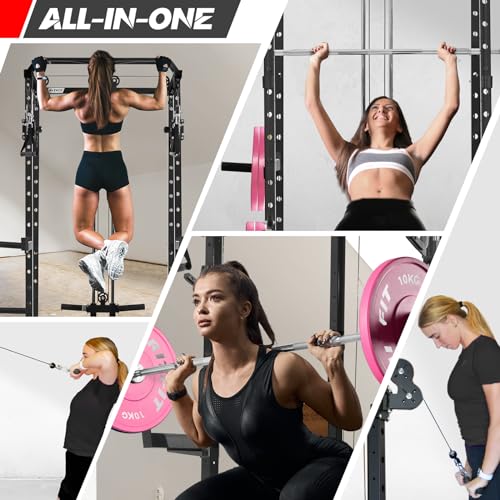 RitFit Multi-Function Squat Rack Power Cage PPC03 with Cable Crossover System, 1000LBS Capacity Power Rack and Packages with Optional Weight Bench