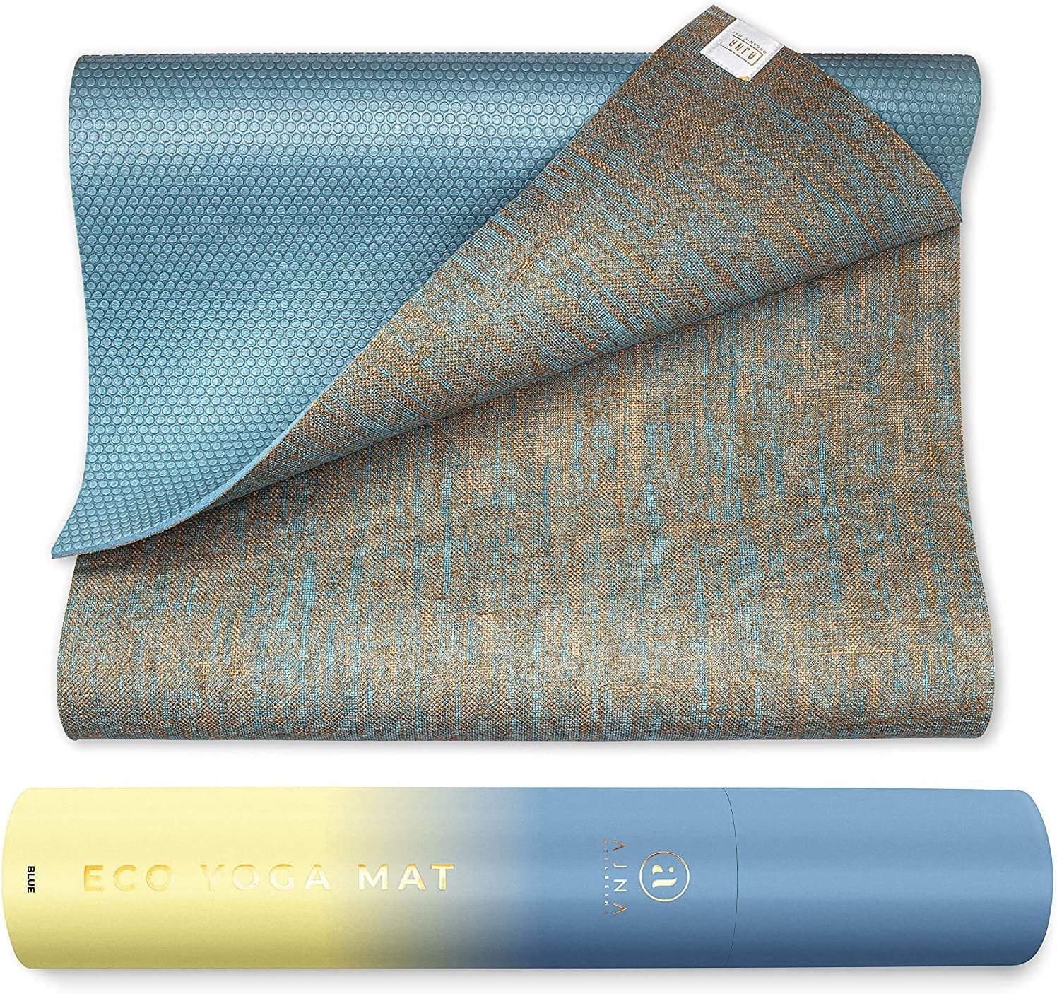 Ajna Organic Yoga Mat - Natural Jute Yoga Mats - Large Non Slip Eco Friendly Yoga Mats with Carrying Strap - Reversible Jute PER