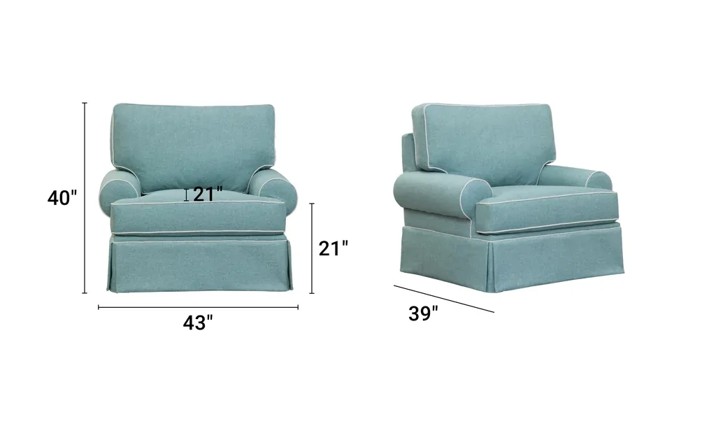 American Furniture Classics Model 8-030-S275A Coastal Aqua Series Upholstered Arm Chair