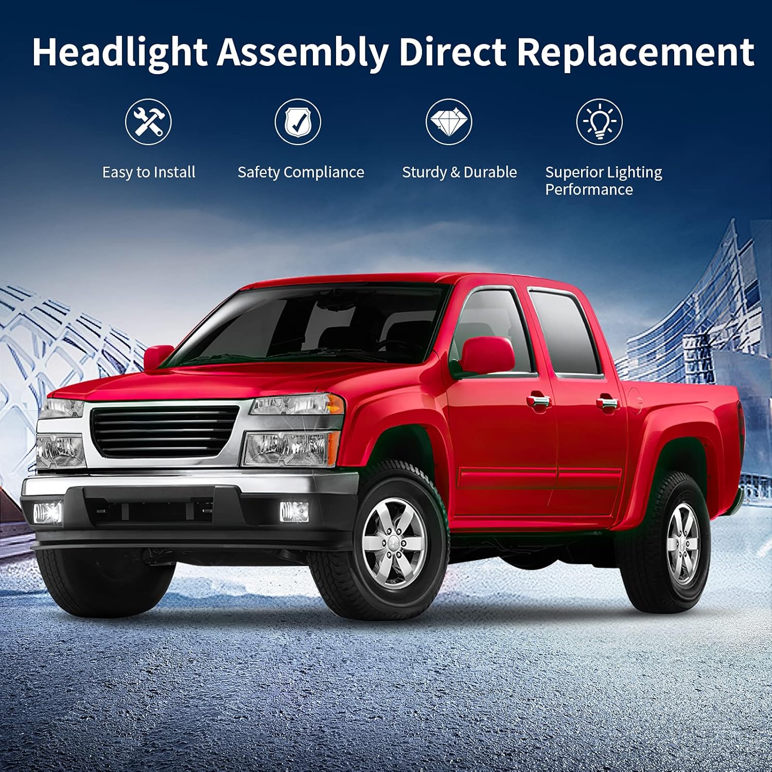 AUTOSAVER88 Headlight Assembly Compatible with 2004-2012 Chevy Colorado/GMC Canyon Chrome Housing with Amber Reflector + Bumper Lights