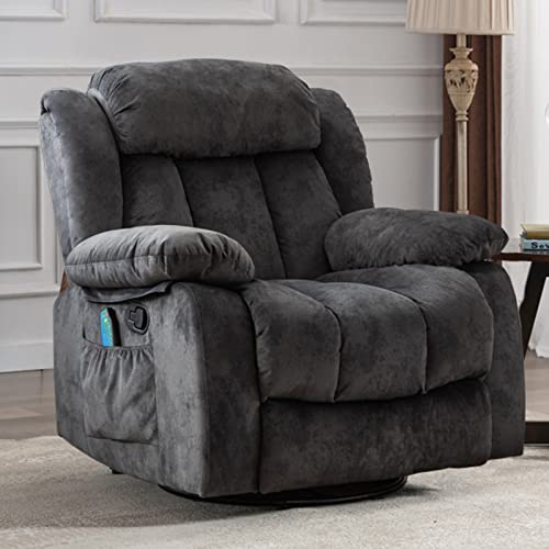 INZOY Massage Swivel Rocker Recliner with Heat and Vibration, Manual Rocking Recliner Chair with Vibrating Massage