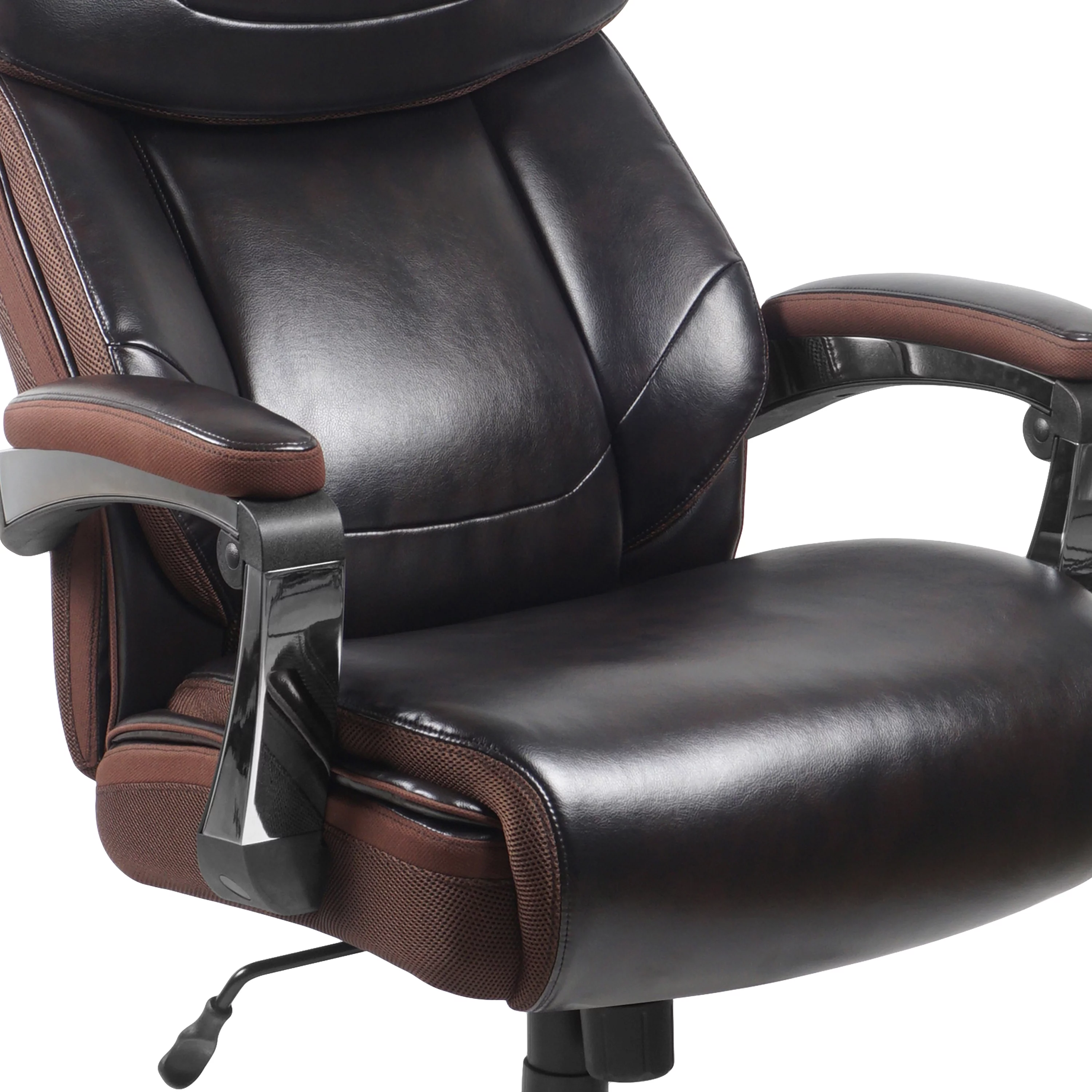BizChair Big & Tall 500 lb. Rated Brown LeatherSoft Executive Swivel Ergonomic Office Chair with Adjustable Headrest