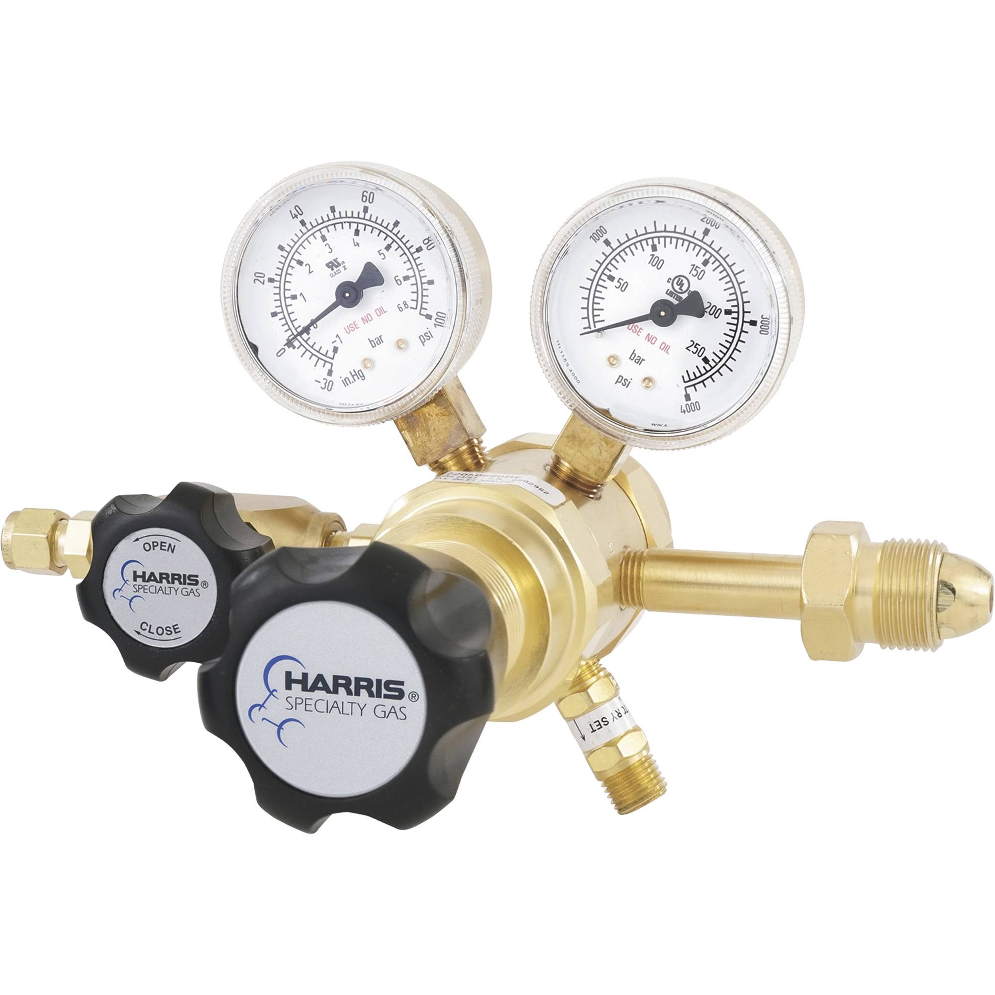 Harris KH1136 Nitrogen, Helium, Argon Specialty GAS Lab Regulator, CGA 580, 2-Stage, Brass, 0-50 PSI