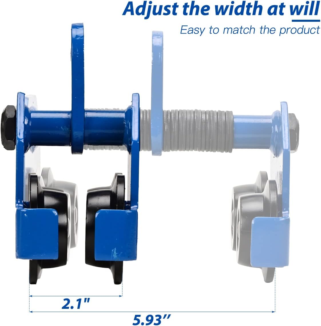 Manual Trolleys-Heavy Duty 2200LBS Capacity，Push Beam Trolley，2.1-6 in Adjustable Flange，Crane Lift Du Garage Hoist for Straight Curved I Beam Pack