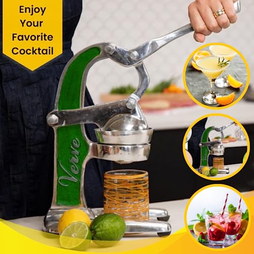 Artisan Crafted Cast Aluminum Professional Grade Manual Hand Press Juicer For Fresh Squeezed Orange, Lemon, Lime
